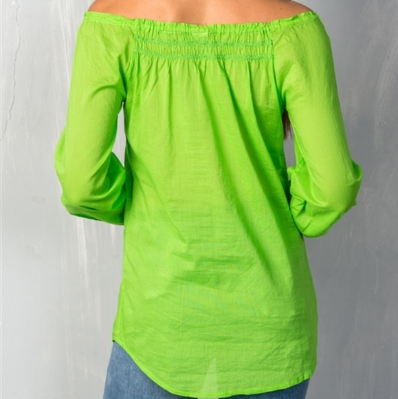 COPY - 🌅LIME COLORED BOHO OFF SHOULDER TOP - Picture 3 of 3